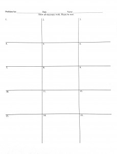 Math Practice Set Sheet